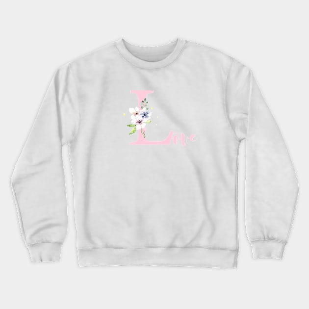 Pink Love Illustration Crewneck Sweatshirt by Anines Atelier